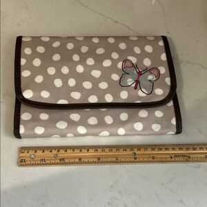 Polka Dot Kids Accessory Pouch - Gray with Butterfly Design